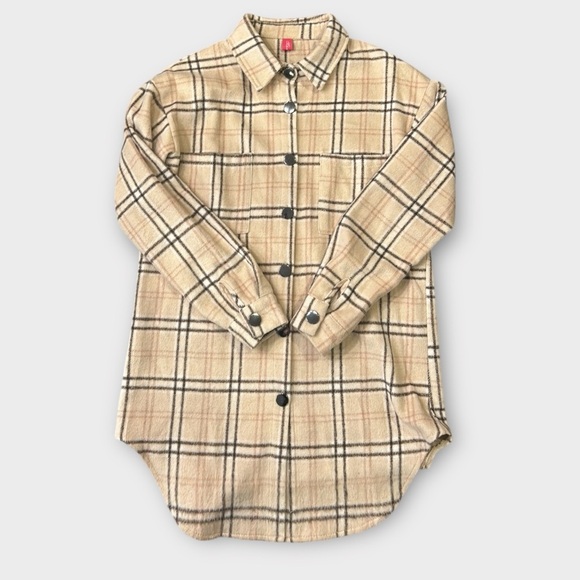 Mundefeis Plaid Brushed Oversized Button Front Shirt Jacket Shacket Size Small - Picture 3 of 12